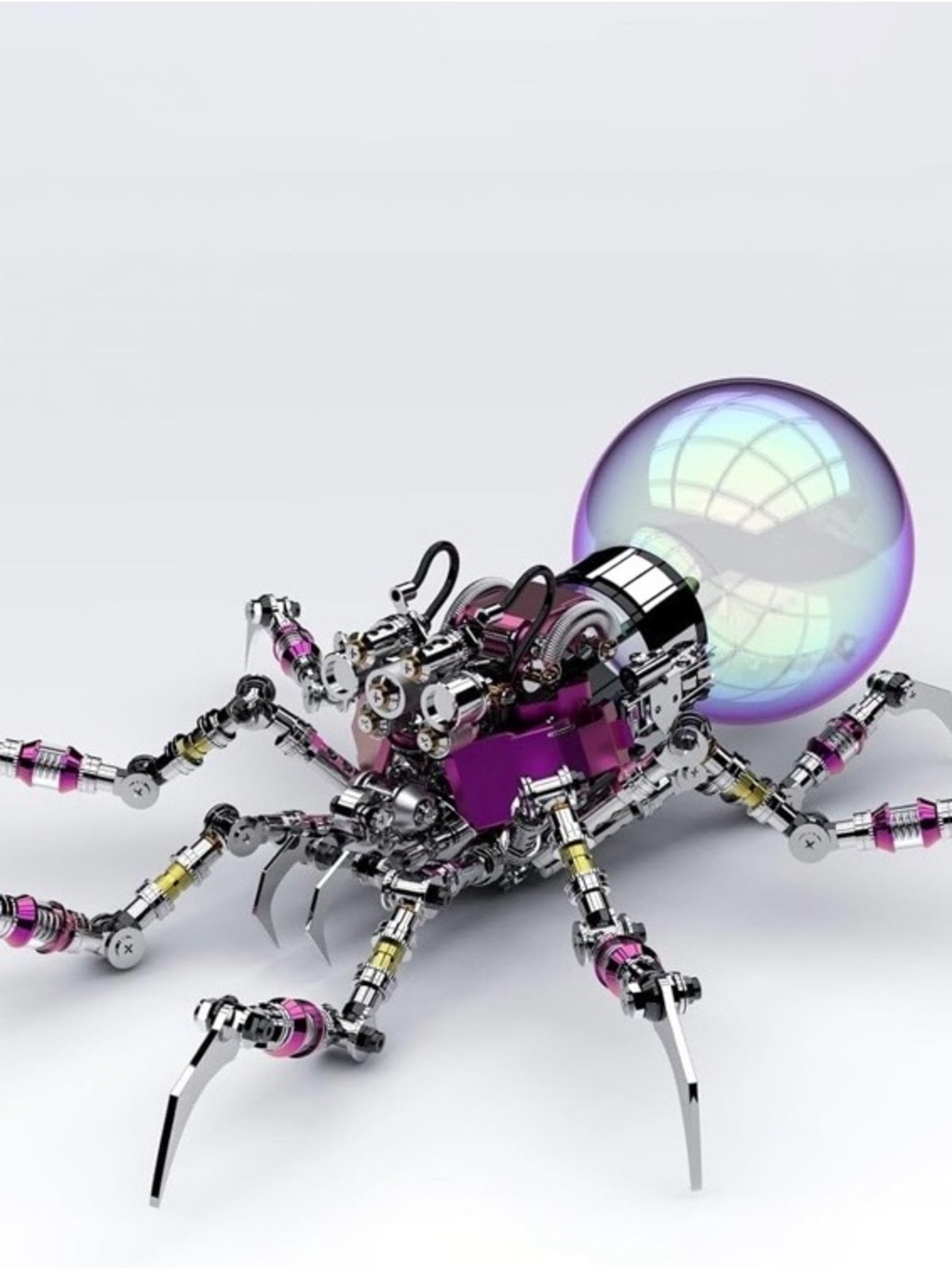 NEW Cyberpunk Metal Spider 3D Puzzle, DIY Sci-Fi Model with Color-Changing Eyes